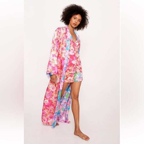 Nasty Gal Other - Nasty Gal Satin Floral Reversible Maxi Robe